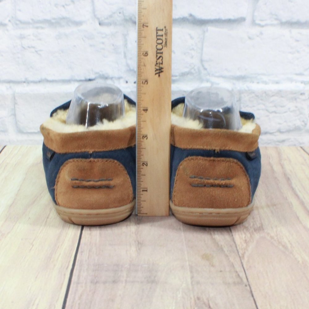 LL BEAN Blue Suede Wicked Good Shearling Lined Slippers Venetian 11 M - Picture 8 of 9